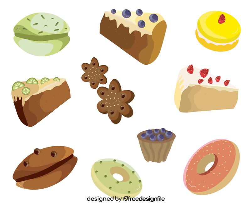 Sweet cakes, dessert vector
