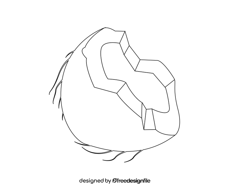 Cracked coconut black and white clipart