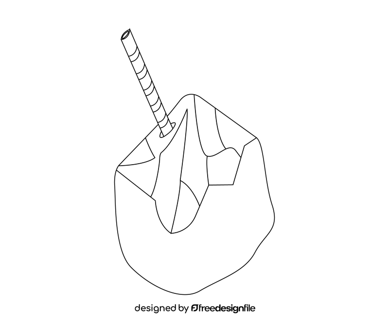 Fresh coconut juice black and white clipart