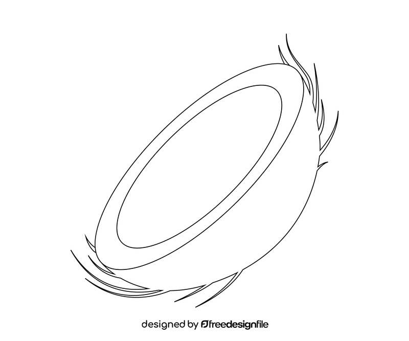 Half cut coconut cartoon black and white clipart