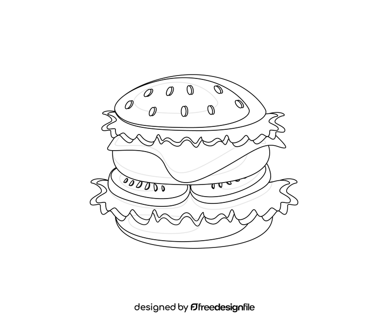 Cheeseburger, hamburger free black and white clipart