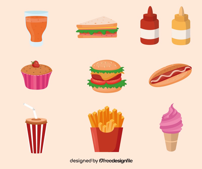 Fast food icons vector