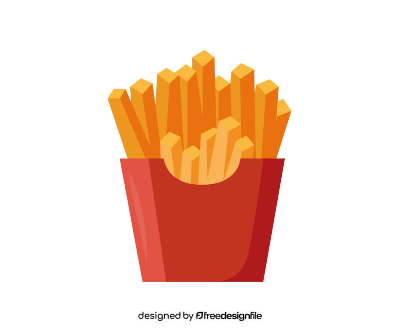 French fries in red box clipart