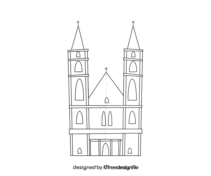 Aglona Roman Catholic Basilica of the Assumption, Latvia black and white clipart