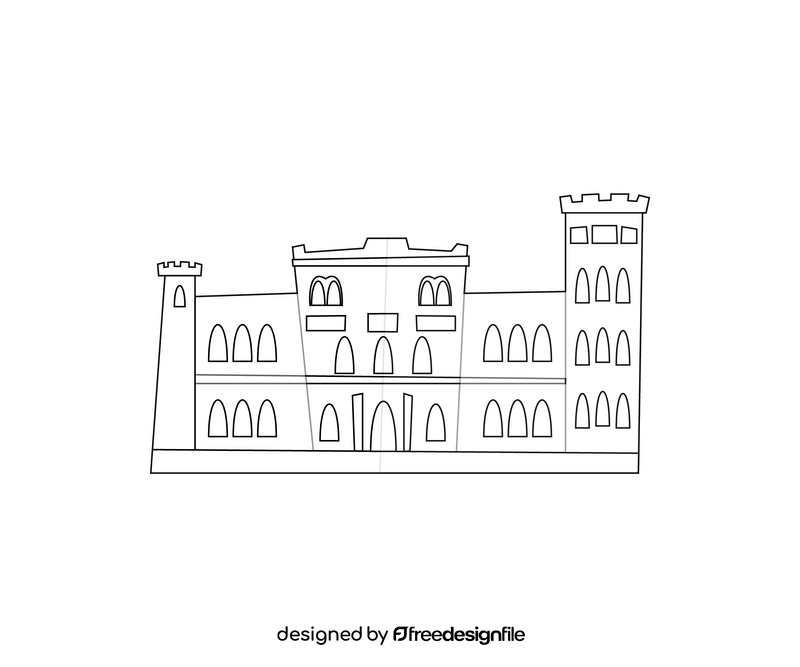 Birini Palace, Latvia black and white clipart