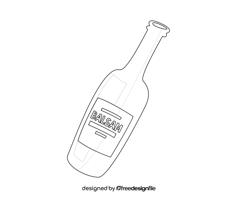 Balsam bottle cartoon black and white clipart