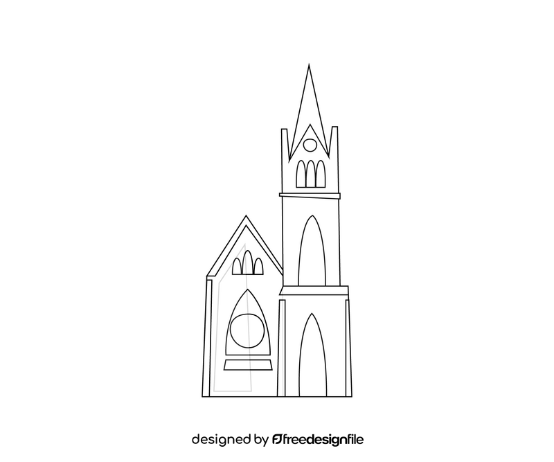 Martin Luther Cathedral, Daugavpils, Latvia black and white clipart