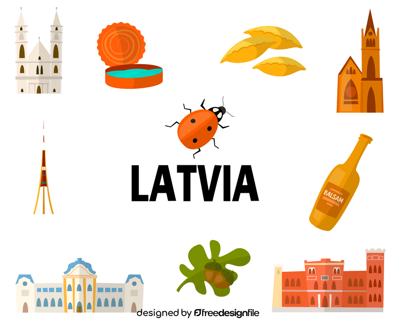 Latvia icons vector