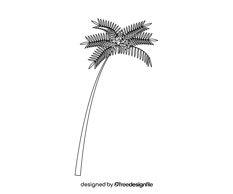 Cartoon palm tree black and white clipart