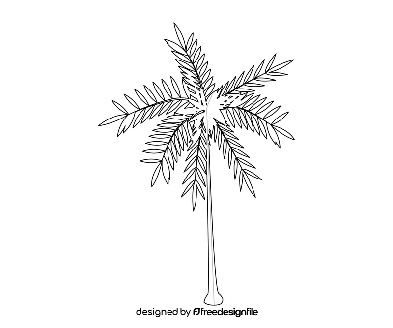 Free palm tree black and white clipart