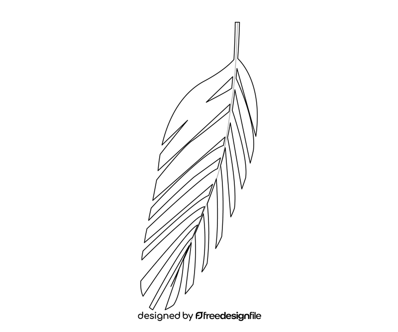 Palm leaves black and white clipart