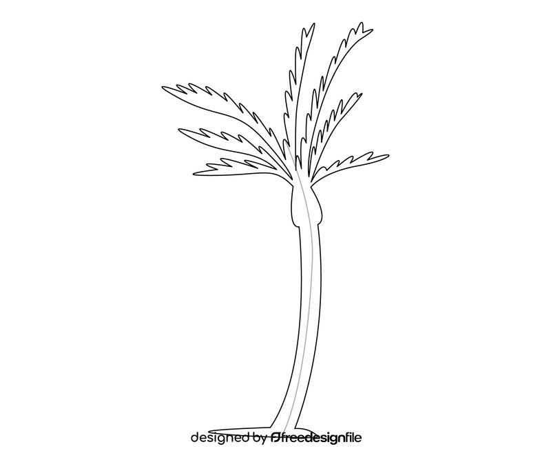 Palm tree illustration black and white clipart