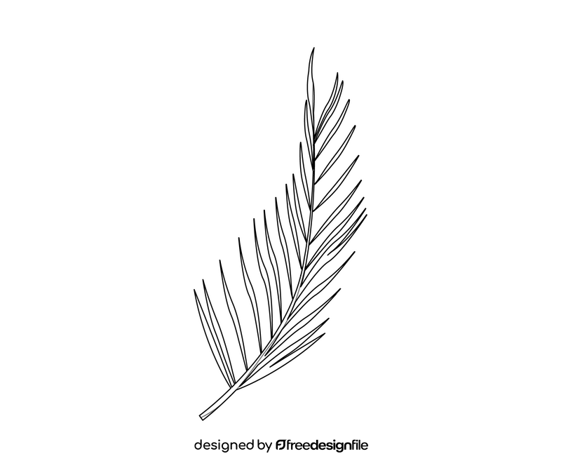 Palm leaf cartoon black and white clipart