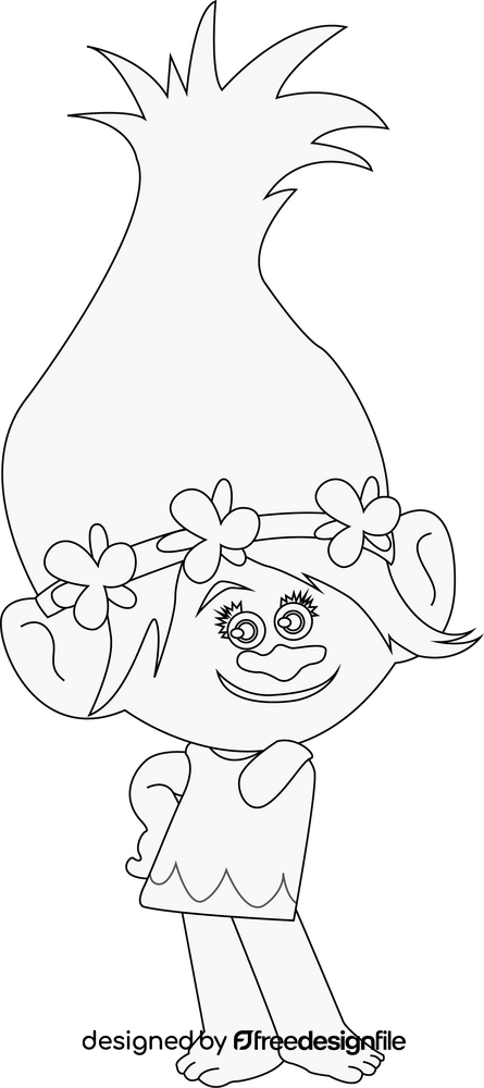 Cute Trolls Cartoon Black And White Clipart Free Download