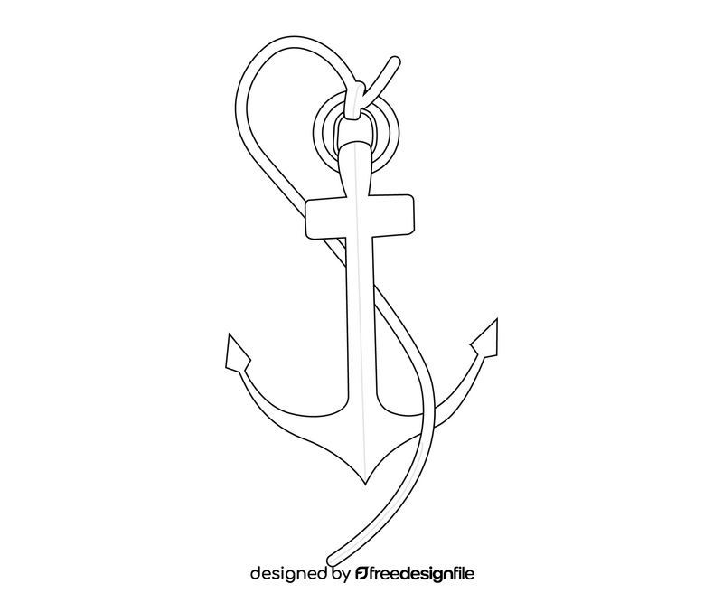 Cartoon sea anchor black and white clipart