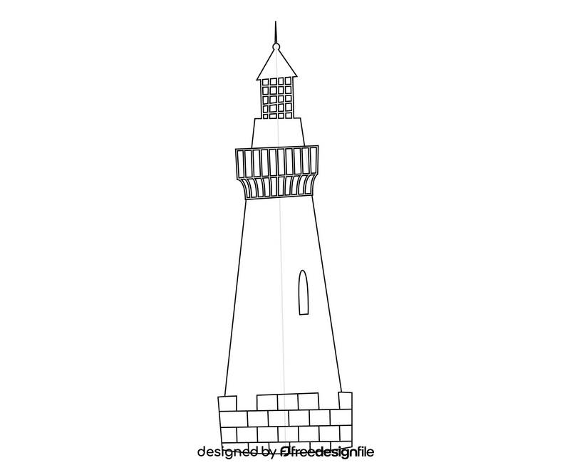 Cartoon lighthouse black and white clipart