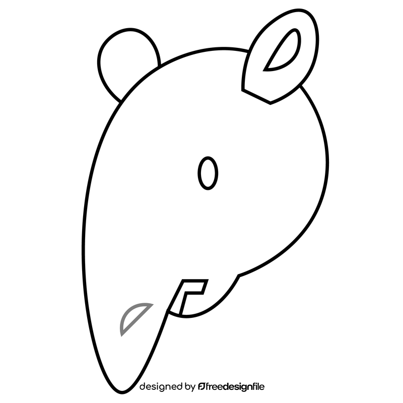 Tapir head black and white clipart