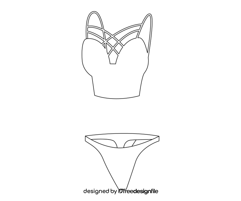 Swimwear cartoon black and white clipart