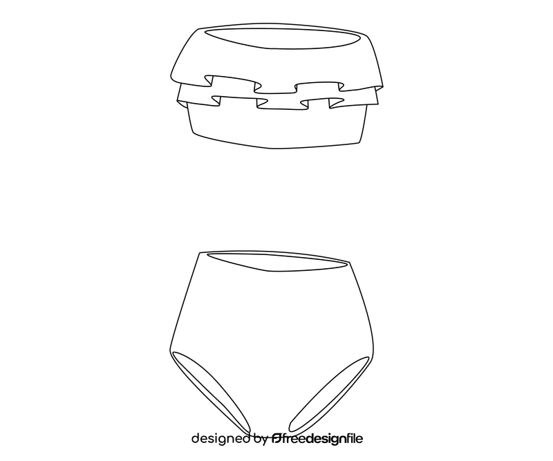 Yellow flounce swimsuit black and white clipart