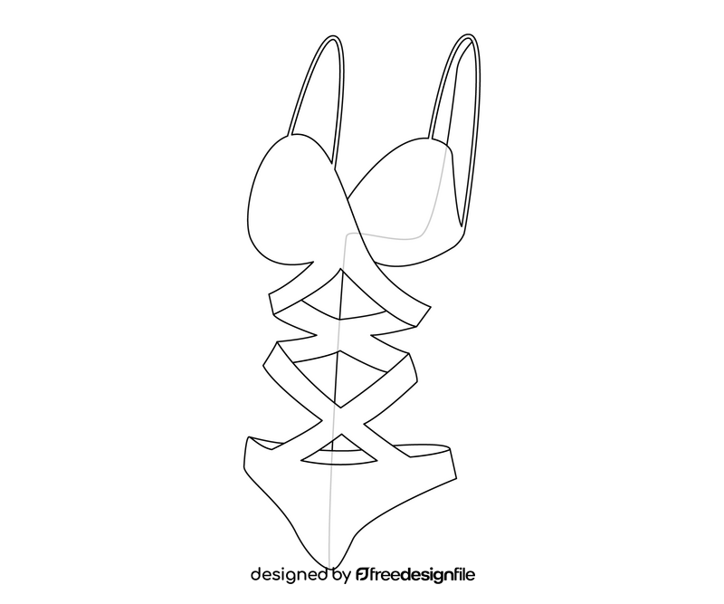 Swimsuit cartoon black and white clipart