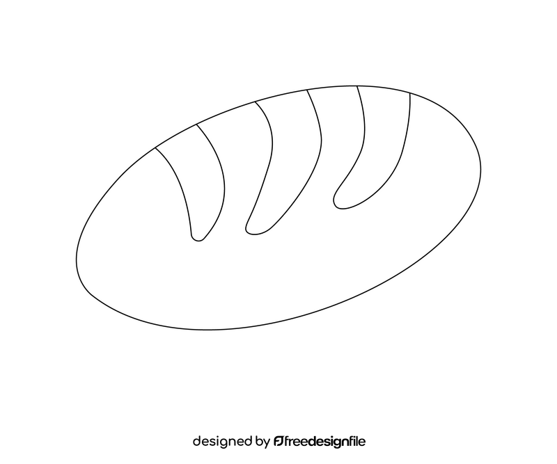 Loaf bread cartoon black and white clipart