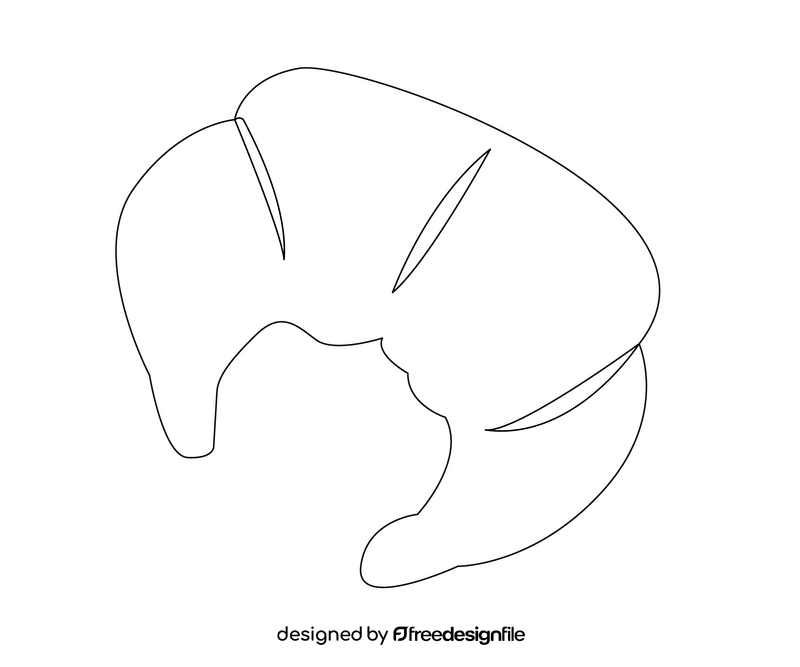 Cartoon croissant black and white clipart