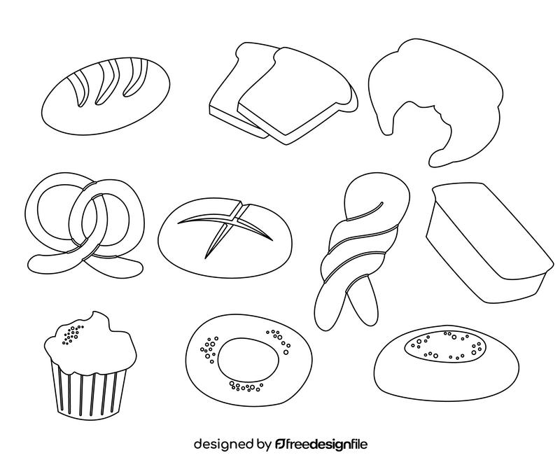 Bakery pastry set black and white vector