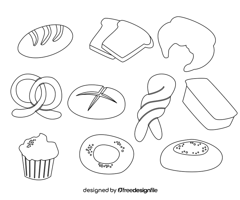 Bakery pastry set black and white vector free download