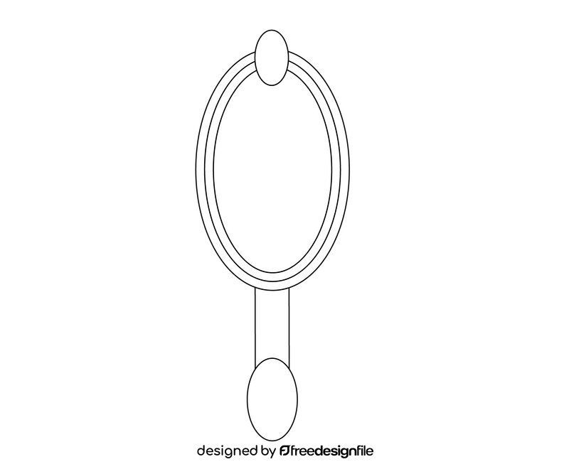 Hand mirror illustration black and white clipart