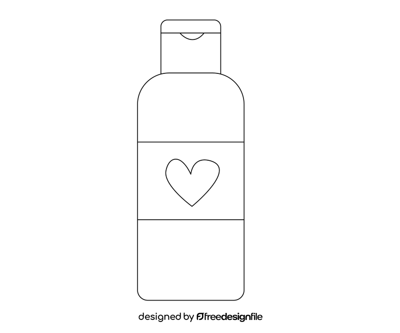 Cosmetic flask drawing black and white clipart