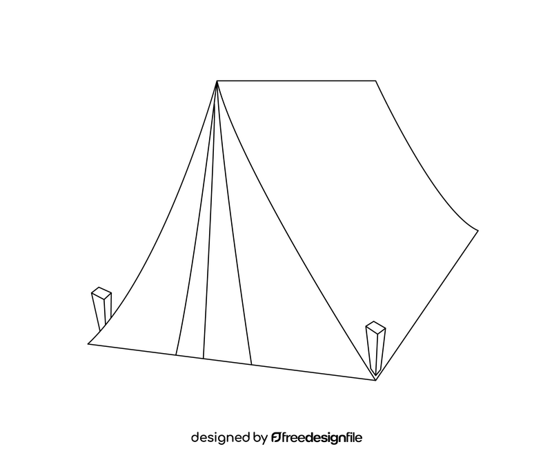 Camping tent drawing black and white clipart