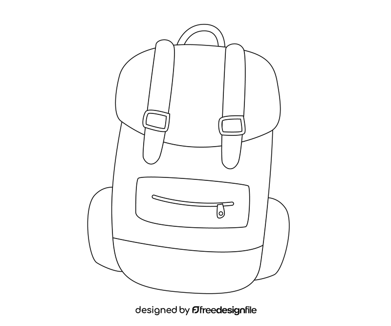 Backpack cartoon black and white clipart