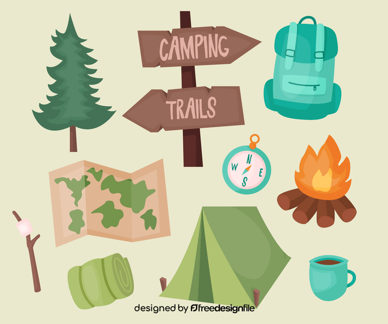 Camping elements vector