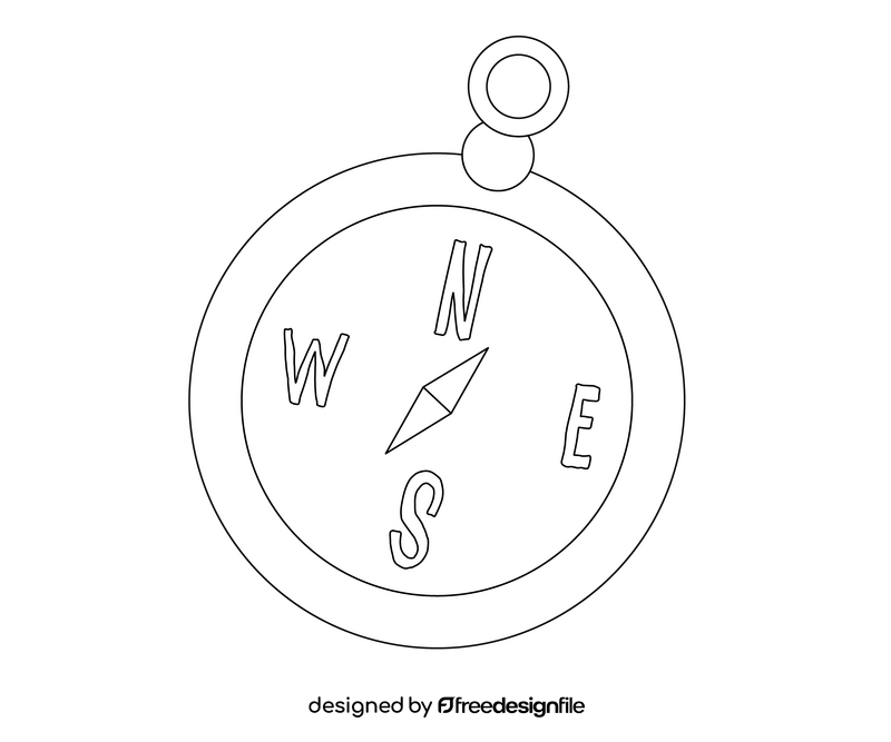 Compass cartoon black and white clipart