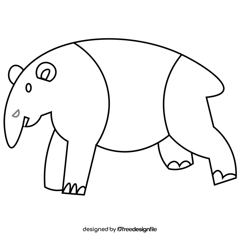 Tapir black and white clipart