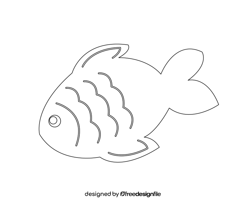 Fish cartoon black and white clipart