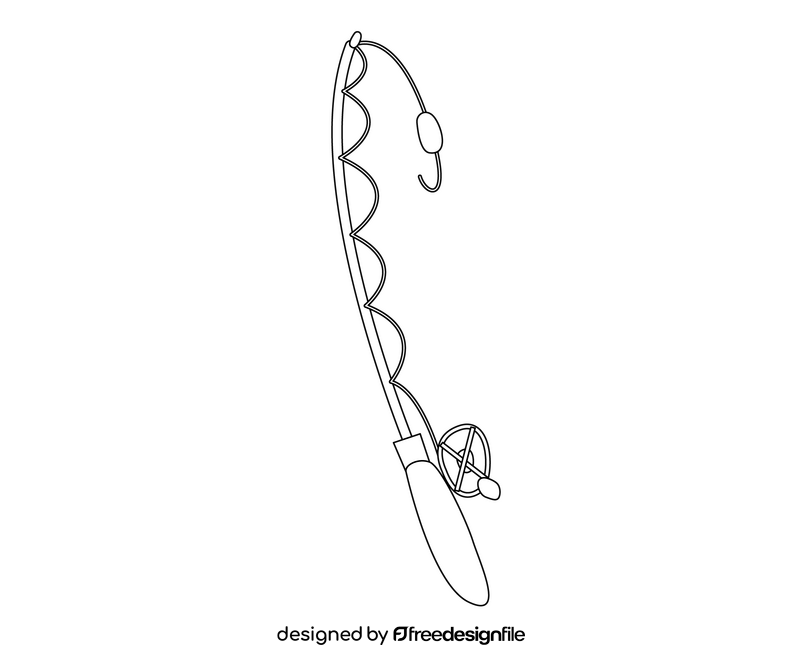 Fishing rod black and white clipart