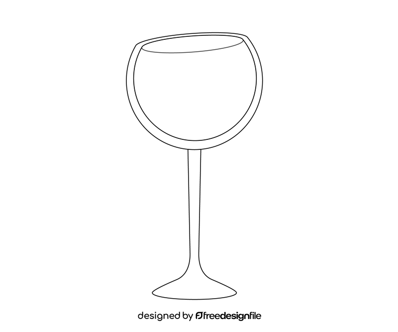 Wine glass cartoon black and white clipart