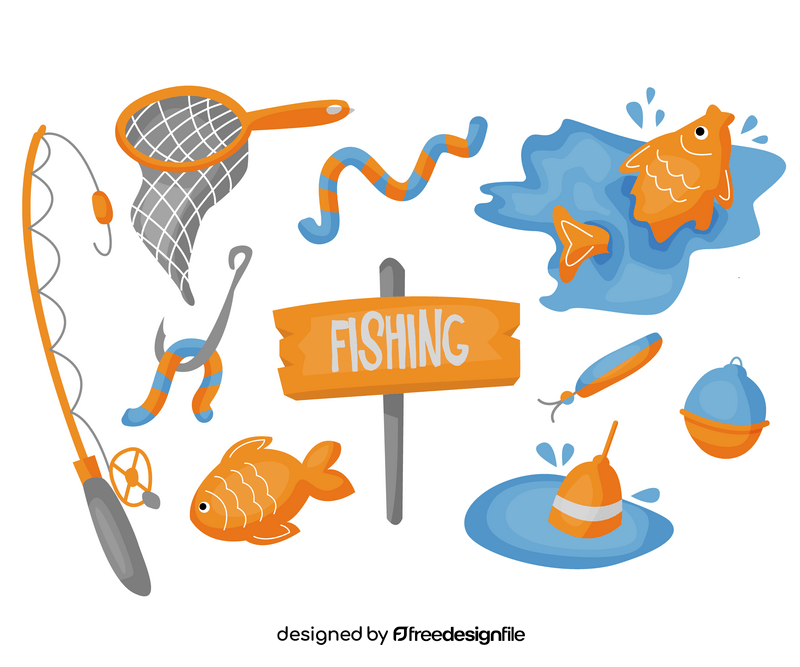 Fishing tools icons vector