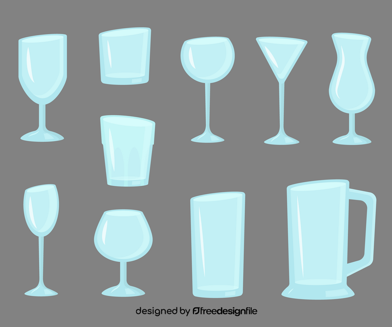 Set of different glassware vector