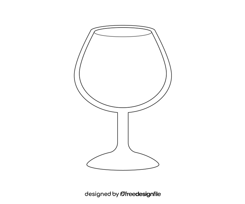 Cartoon cognac glass black and white clipart