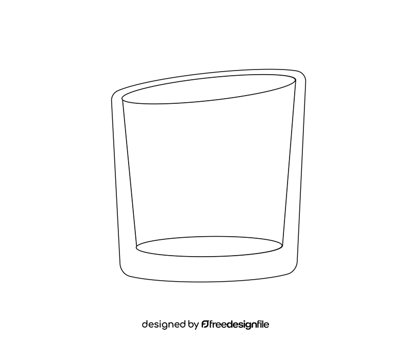 Lowball glass illustration black and white clipart