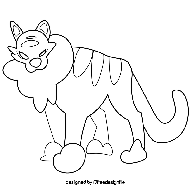Tiger animal black and white clipart