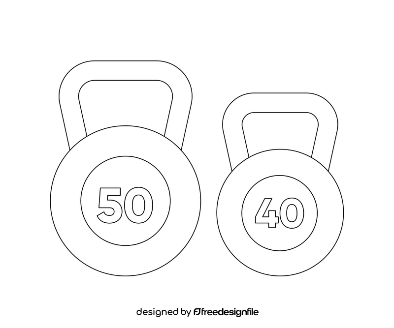 Fitness kettlebells black and white clipart