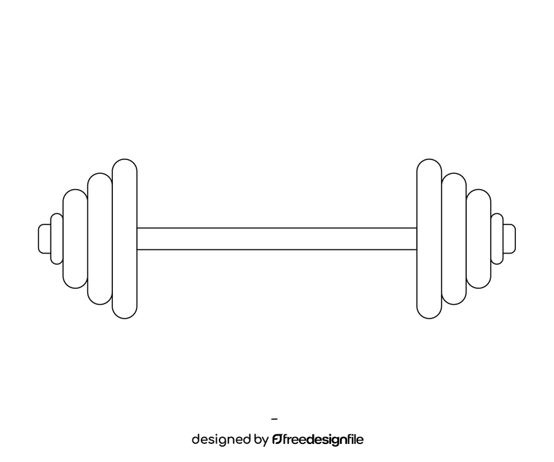 Cartoon barbell black and white clipart