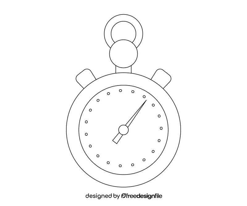 Stopwatch timer clock black and white clipart