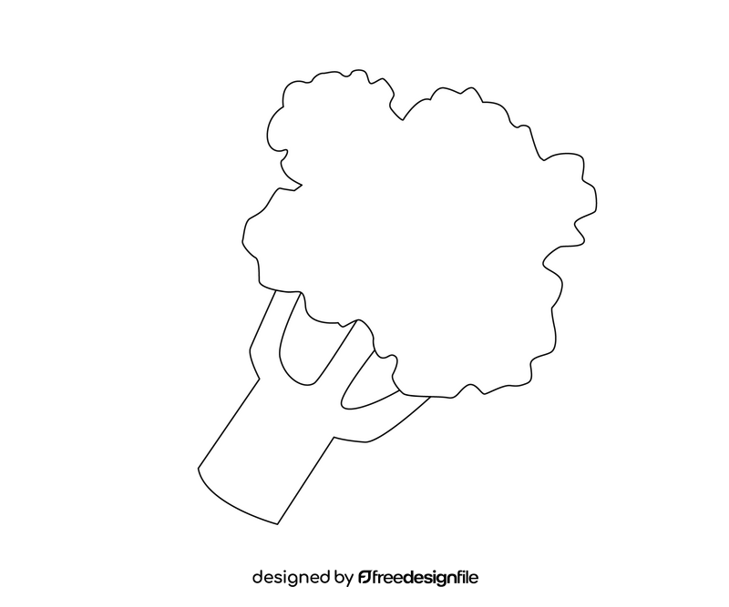 Cartoon broccoli black and white clipart