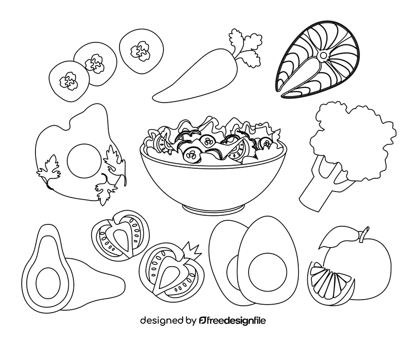 Healthy food black and white vector