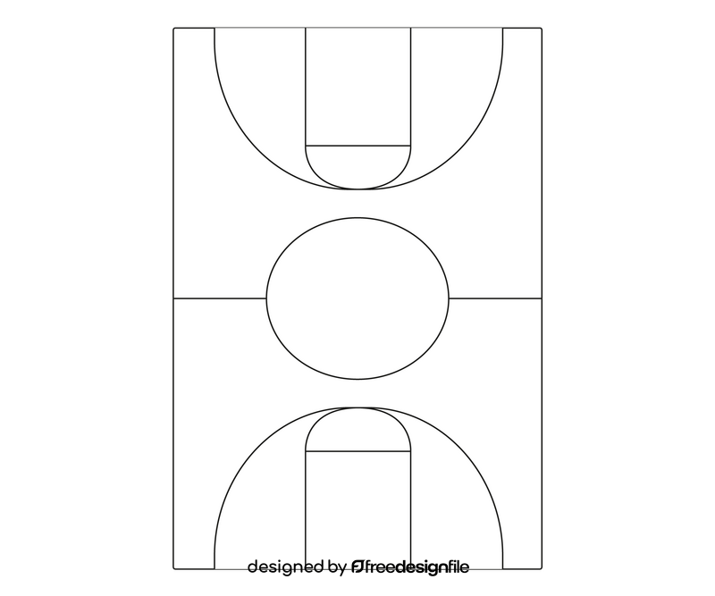 Basketball area black and white clipart