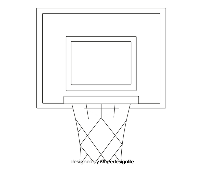 Backboard, basketball hoop black and white clipart